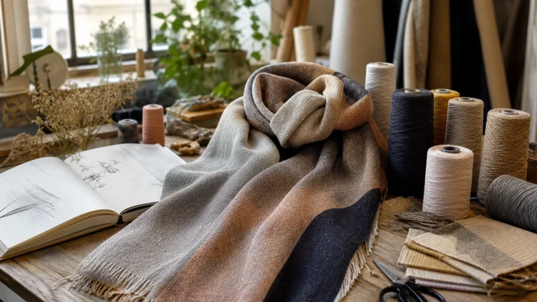 Écharpe textile haut de gamme dans un atelier de création